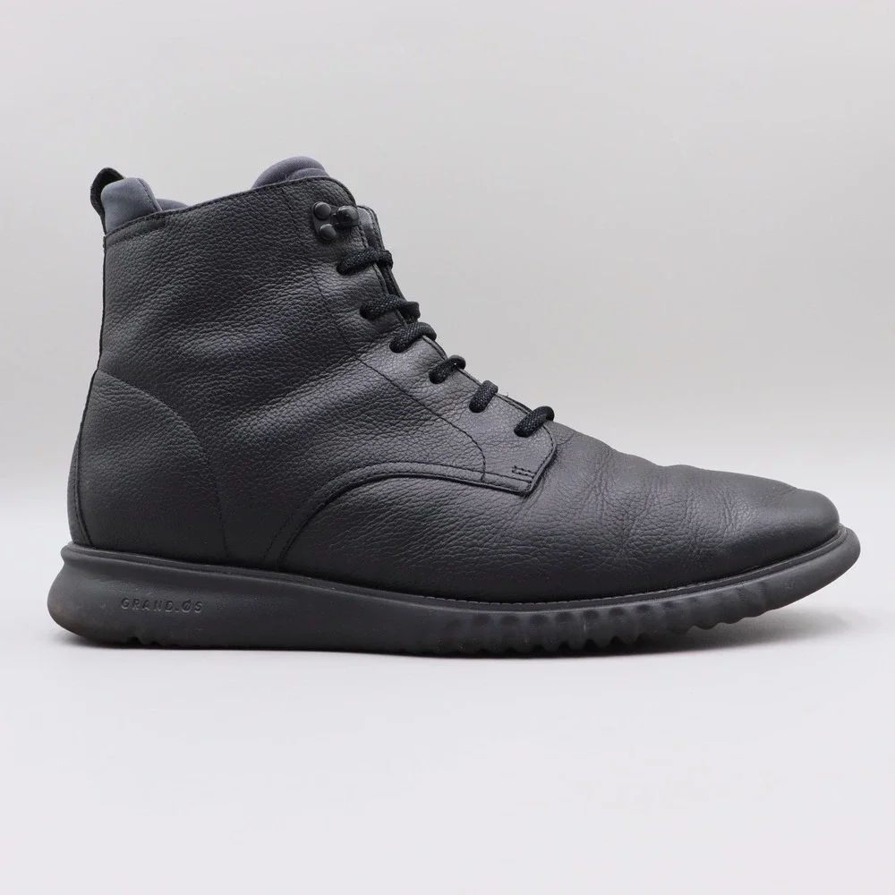 Cole Haan 2.Zerogrand City Boots Mens Size 13M US Black Pebbled Leather C25557